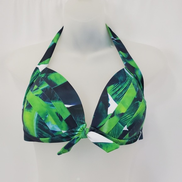 Cocoship banana leaf tropical print bikini top - Picture 1 of 10